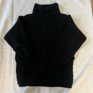 black oversized ribbed turtleneck sweater
